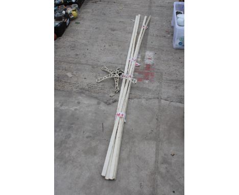 A VINTAGE WOODEN AND METAL CIELING CLOTHES AIRER 