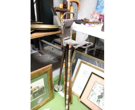 A QUANTITY OF WALKING STICKS TO INCLUDE A SHOOTING STICK 