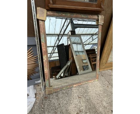 A FLORAL FRAMED RECTANGULAR MIRROR 