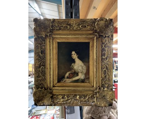 A PRINT ON BOARD PORTRAIT IN GOLD GILT FRAME SIGNED WARD 