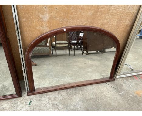 A HARDWOOD OVERMANTEL MIRROR, 45" X 29" 