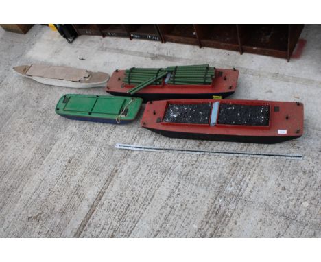 FOUR VARIOUS WOODEN MODEL BOATS 