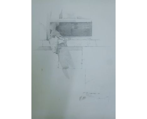 TINDLE, DAVID RA (born 1932) British (AR), Jacket on Windowsill, pencil on card, signed and dated 1975, unframed. 56 x 76 ove