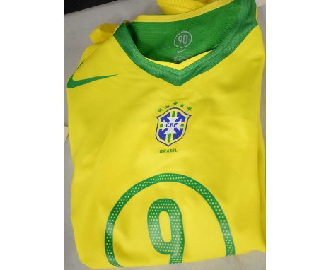 Ronaldo Nazario Autographed Brazil Nike Yellow Soccer Jersey - BAS