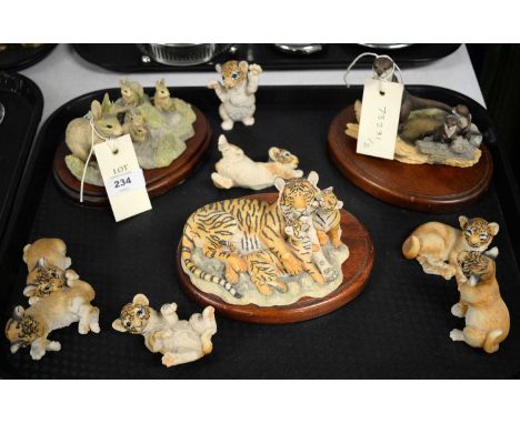 A selection of 'The Chiltern Collection' Border Fine Arts animal figures, including: 'Endangered Species: Bengal Tigress and 