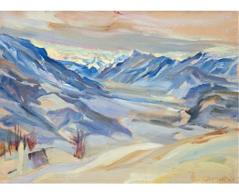 Flechtenmacher, Otto (1900-1982 Mösern/Telfs) "Blick ins Inntal", Öl/ Lw., sign. u,r., 40x50 cm, Rahmen