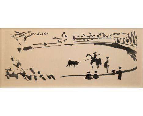 Nach Picasso, Pablo (1881 Malaga-1973 Mougins) "Die Arena", Litho. auf Büttenpapier, im Stein sign. und dat. 1.6.60, 38x83 cm