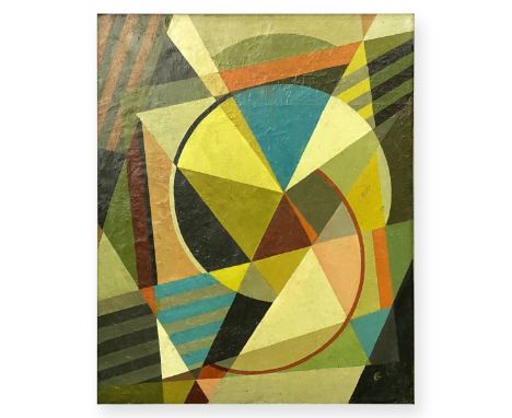 After:: Albert Gallatin, American (1882 - 1952) Oil on Canvas, Geometric Abstract Composition, Signed Lower Right. Measures 2