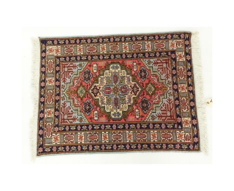 Small Persian Carpet. Unsigned. Measures 38-1/2" x 30". Condition: Good condition. (first two photos back of rug Second two p