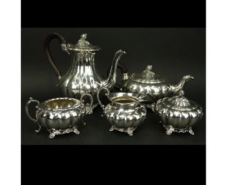 Five (5) Piece Community Silver Plate Coffee Service. Includes: coffee pot 9-1/2" H, tea pot, sugar bowl, cream pitcher, wast