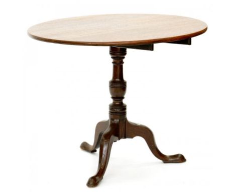 A GEORGE III OAK TRIPOD TABLE, 90CM D