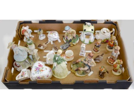 MISCELLANEOUS ORNAMENTAL CERAMICS, INCLUDING HAMMERSLEY AND ROYAL CROWN DERBY FLORAL TRINKET WARE, A BESWICK BEATRIX POTTER F