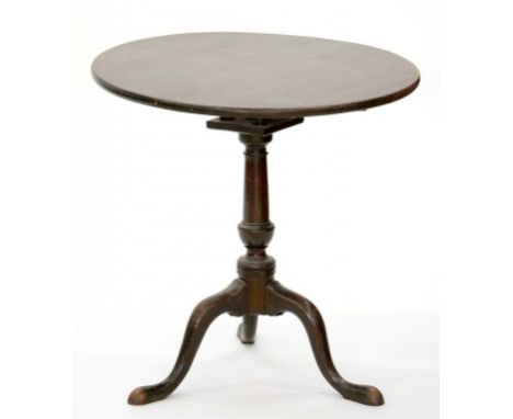 A GEORGE III MAHOGANY TRIPOD TABLE, WITH BIRDCAGE ACTION, 70CM D