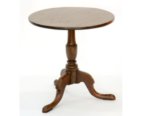 A GEORGE III MAHOGANY TRIPOD TABLE, 56CM D, REDUCED IN HEIGHT