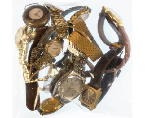 TEN LADY'S AND GENTLEMAN'S WRISTWATCHES, INCLUDING A SILVER HALF HUNTING CASED EXAMPLE, EARLY 20TH C