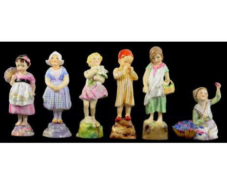 SIX ROYAL WORCESTER FIGURES OF CHILDREN, FROM THE COUNTRIES OF THE WORLD SERIES MODELLED BY F. G. DOUGHTY, 15CM H AND SMALLER