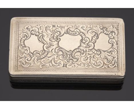 AN AUSTRO HUNGARIAN SILVER SNUFF BOX  ENGINE TURNED AND FOLIATE ENGRAVED, AN INSCRIPTION TO THE UNDERSIDE OF THE LID DATED 22