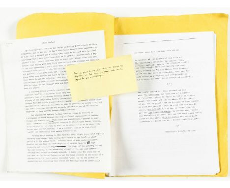 Fowles (John) An account of the making of the film of the Collector, typescript, a few small corrections in the author's hand