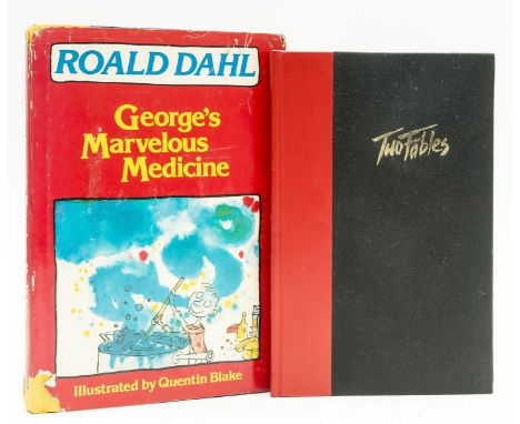 Dahl (Roald) Two Fables, one of 300 copies signed by the author to half-title, original leather-backed boards, upper cover li