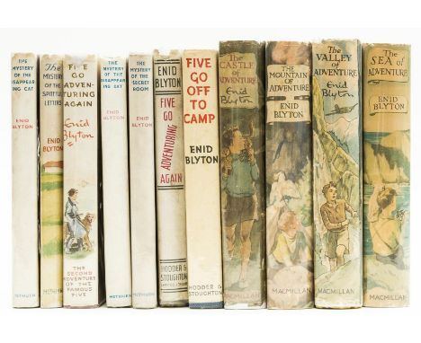 Blyton (Enid) Five Go Adventuring Again, later dust-jacket, 1943; Five Go to Camp, 1948; The Sea of Adventure, 1948; The Moun