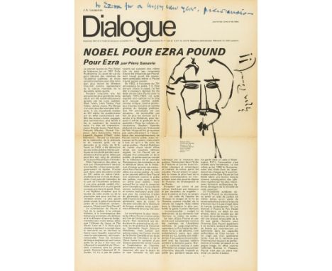 Pound (Ezra).- Dialogue. Journal des Livres et des Idées, number 3, Pound's own copy of this tribute issue with a signed pres