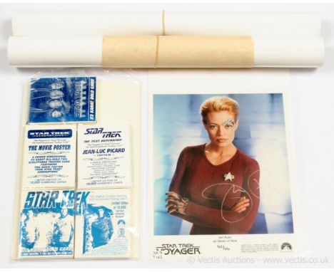 SkyBox Star Trek Limited Edition 23 karat gold sculptured trading cards x five, each with COA, Good Plus to Excellent, within