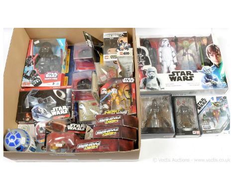 Quantity of Star Wars modern figures and collectables including Hasbro large scale 4 figure pack, Hasbro Hero Mashers figures