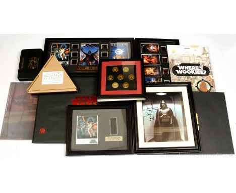 Quantity of modern issue Star Wars collectables including Cards Inc. Classic Movie Poster Collection with 6 mounted sew on pa