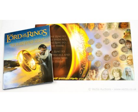 Royal Mint The Lord of the Rings Official New Zealand Coins of The Motion Picture Trilogy set of 18 50c coins, Near Mint to M