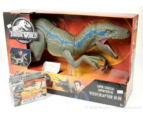 Mattel Jurassic World Dino Rivals Super Colossal Velociraptor Blue, Excellent Plus to Near Mint, within Good sealed packaging
