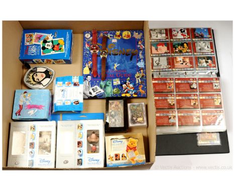 Quantity of Disney related collectables including large quantity of Upper Deck Entertainment Disney Treasures trading cards (