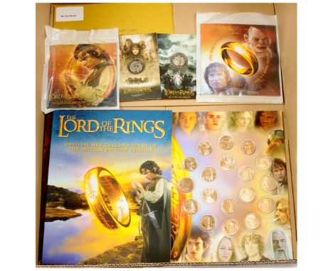 The Lord of the Rings related coins and coin sets x five, includes Royal Mint The Lord of the Rings Official New Zealand Coin