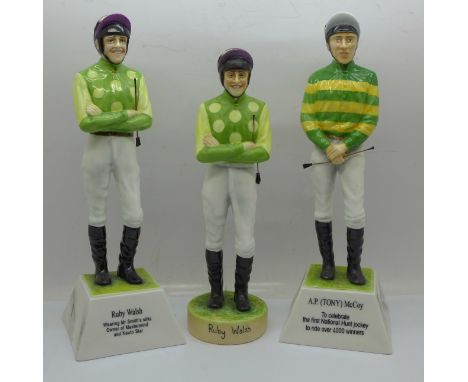 Three Sporting Icons Horse Racing Jockeys, two Ruby Walsh and A.P. (Tony) McCoy, 21cm 