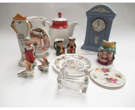 A Wedgwood Jasperware Millennium Clock with certificate, Royal Doulton "Colours" teapot and other ceramic items