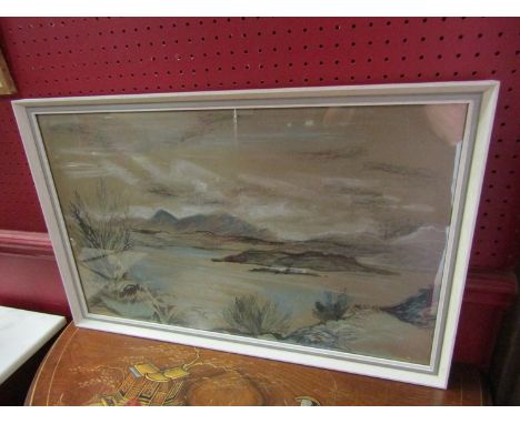 20th Century School: Chalk sketch of a lakeland scene on sepia paper, 36.75 x 70cm   