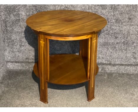 Inlaid Mahogany 2 tier Lamp table, diameter 76cm