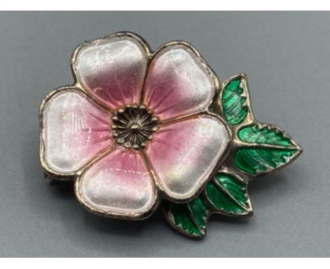 A Norwegian silver and enamel flower brooch by David Anderson