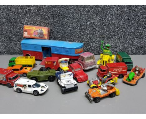 Box of diecast vehicles including Corgi Chipperfield circus caravan, Kermit the frog, tom &amp; Jerry etc also includes some 