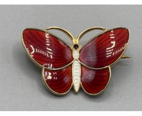 A Norwegian silver and enamel butterfly brooch