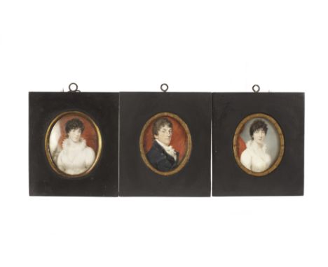 Three portrait miniatures, by repute to be two contemporary pictures of Mrs Lyell of Kinnordy (née Smith), the other of Charl