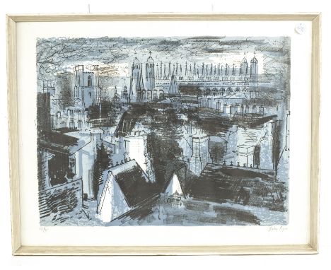John Piper (1903-1992), limited edition lithograph print on paper, Oxford Cityscape, signed in pencil 66/75 40cm x 54cm, fram