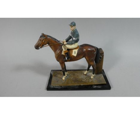 A Cold Painted Novelty Table Lighter in the Form of a Racehorse, Missing Wand and Ears AF, 7.5cm wide 