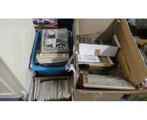 A Box of Books on Clock, Artists, Autobiographies Together with Two Boxes of Vintage Postcards, Pictures and Prints 