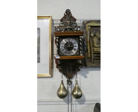 A Reproduction Brass Mounted Two Weight Atlas Wall Clock 