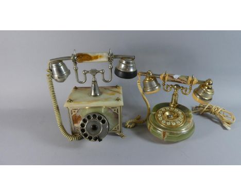 Two Brass and Onyx Vintage Style Telephones 