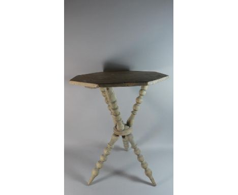 A Stripped Octagonal Bobbin Legged Gypsy Table, 53cm Diameter 