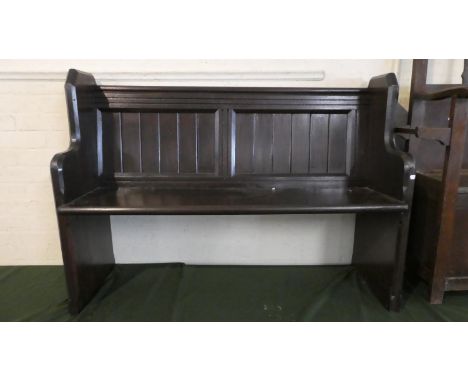 A Stained Wooden Two Panel Chapel Pew, 121cm Wide 
