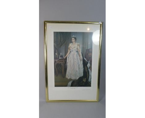 A Framed State Portrait Print of Her Majesty The Queen by Sir James Gunn 