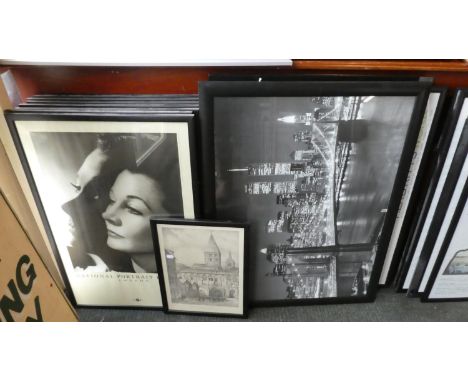 A Large Collection of Thirteen National Portrait Gallery Framed Posters etc 