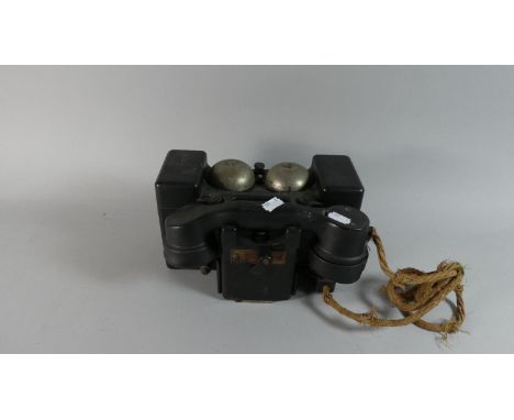 A Vintage Field Telephone, Set F Mark II TMC, 25cm Wide 